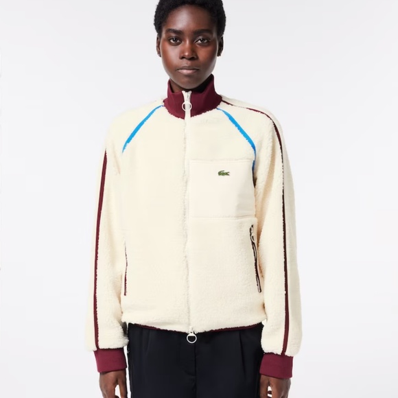 LACOSTE WOMEN'S CONTRAST ACCENT FLEECE SWEATSHIRT - Picture 1 of 10